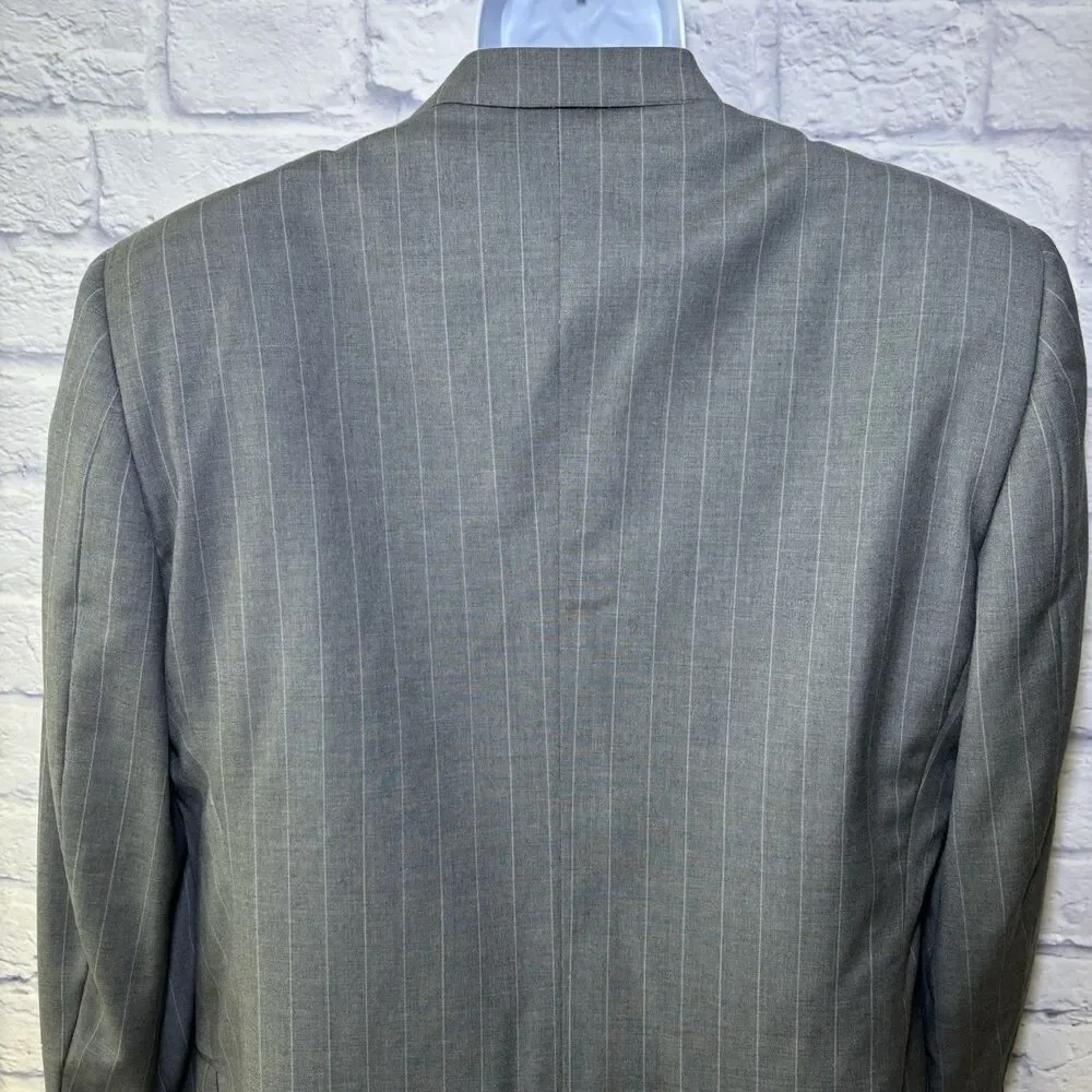 ERMENEGILDO ZEGNA Gray Striped Wool Blazer Sport Coat Jacket Italy 54 / US 42 R
